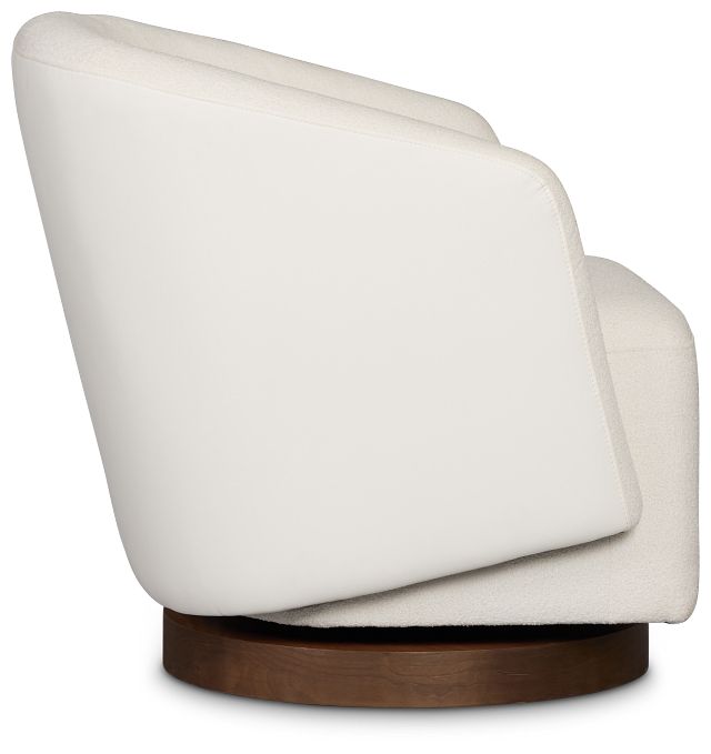 Luna White Fabric Swivel Chair