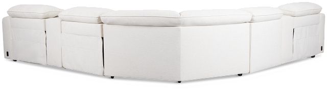 Ryland White Fabric Large Triple Power Reclining Two-arm Sectional