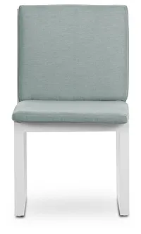 Linear White Teal Aluminum Cushioned Chair