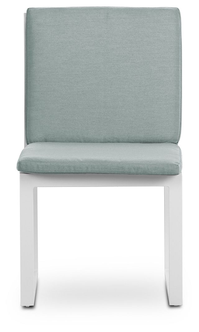 Linear White Teal Aluminum Cushioned Chair (3)