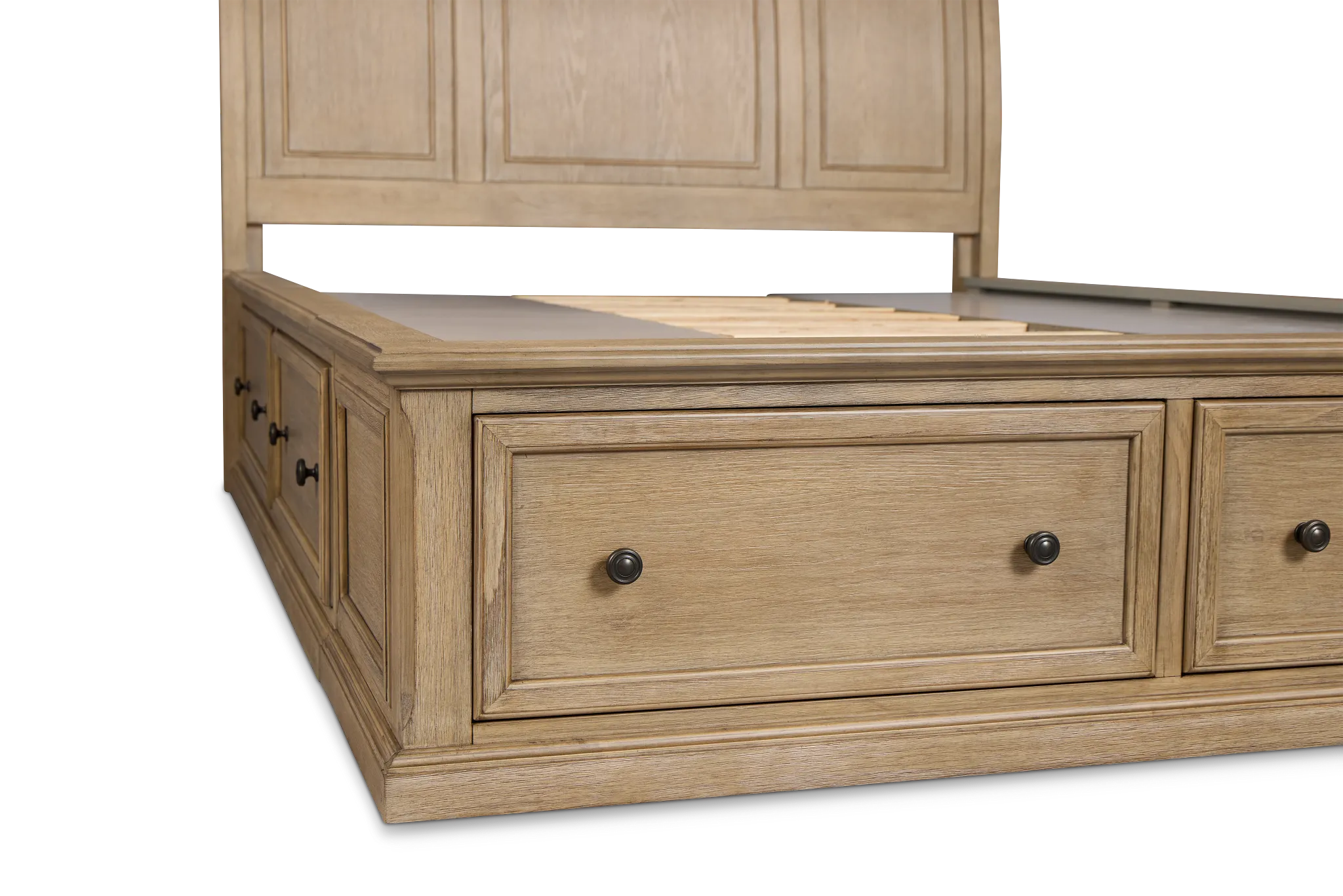 Galveston Light Tone Sleigh Storage Bed