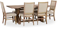 Joplin Light Tone Extension Rectangular Table With 4 Side Chairs & Bench