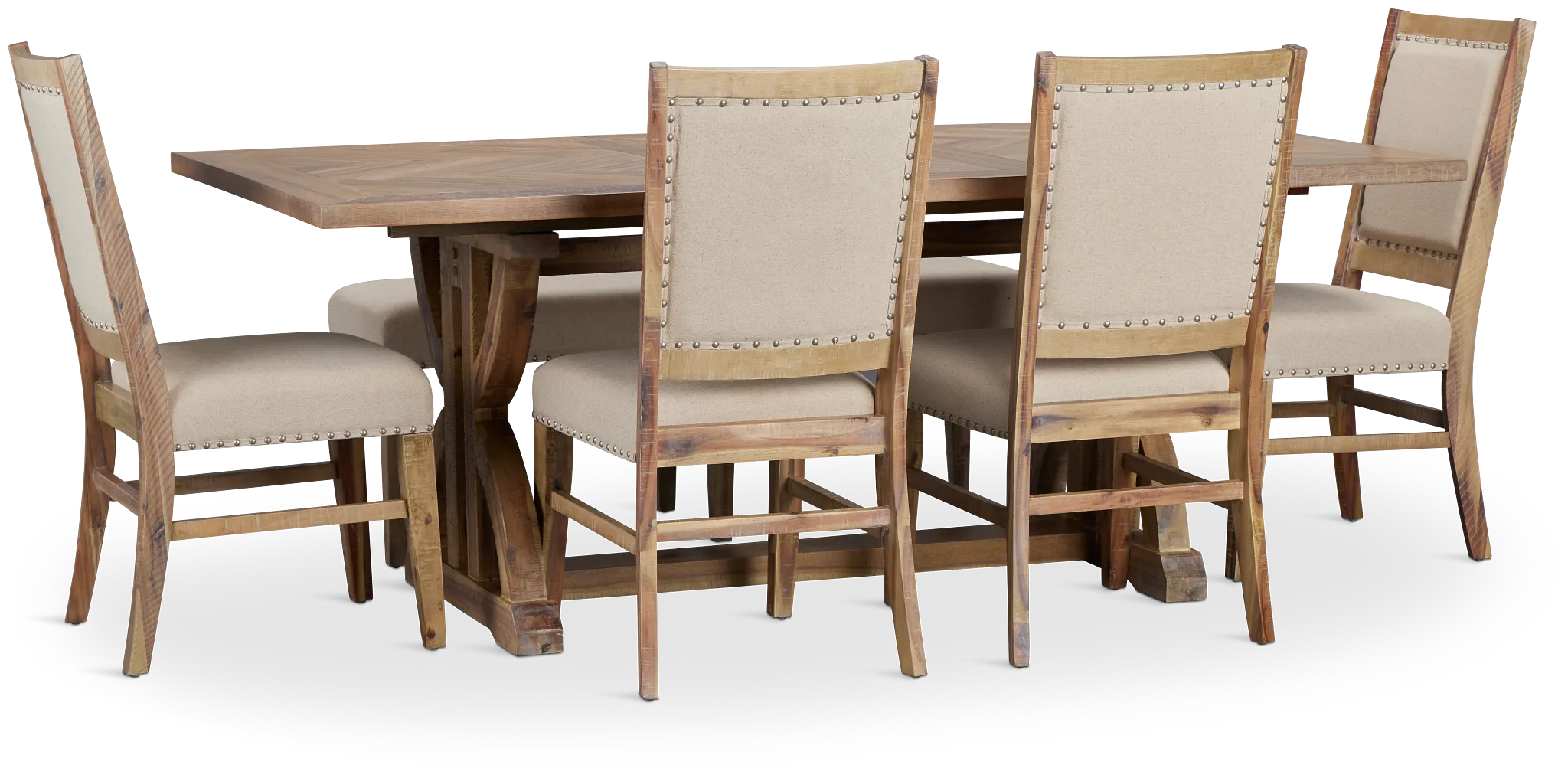 Joplin Light Tone Extension Rectangular Table With 4 Side Chairs & Bench