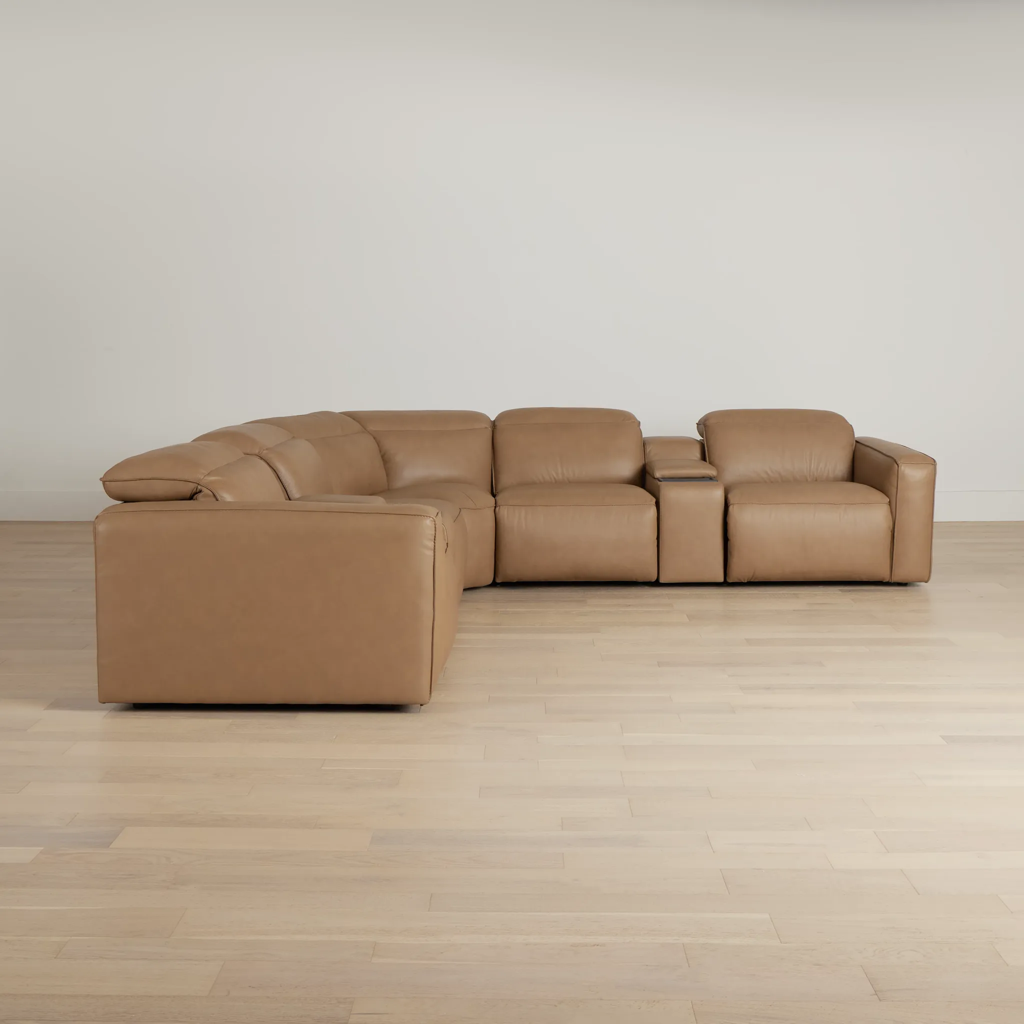 Ryland Brown Lthr/vinyl Large Triple Power Reclining Two-arm Sectional