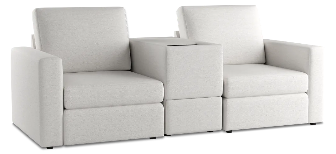 Citymod White Fabric 3-piece Modular Sofa With Storage Console