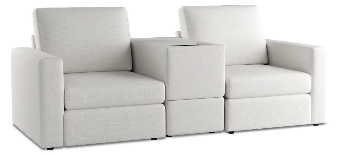 Citymod White Fabric 3-piece Modular Sofa With Storage Console Citymod White Fabric 3-piece Modular Sofa With Storage Console