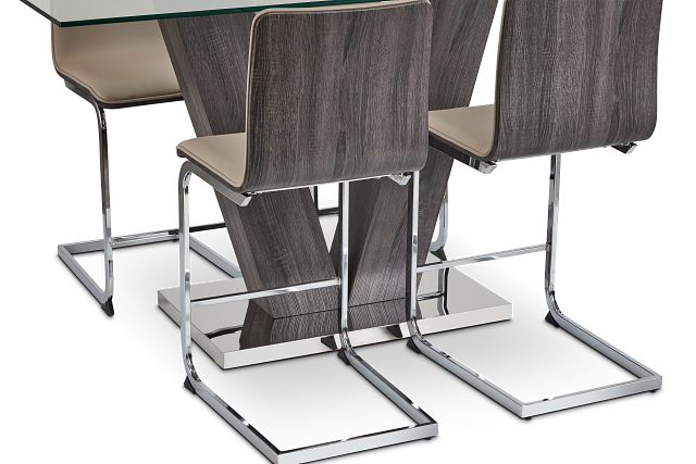 Kendall Glass High Table & 4 Upholstered Barstools