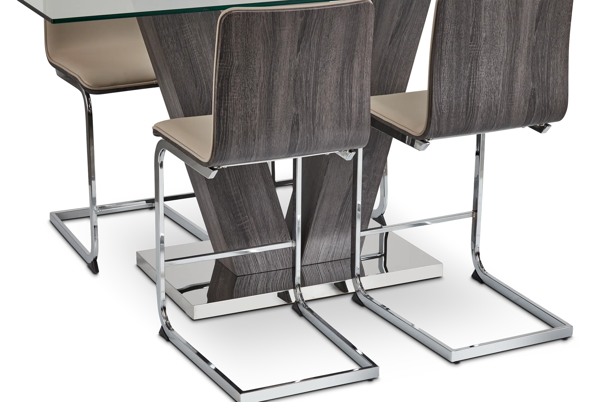 Kendall Glass High Table & 4 Upholstered Barstools