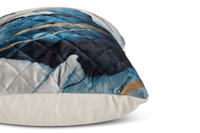 Langston Blue Velvet Lumbar Accent Pillow