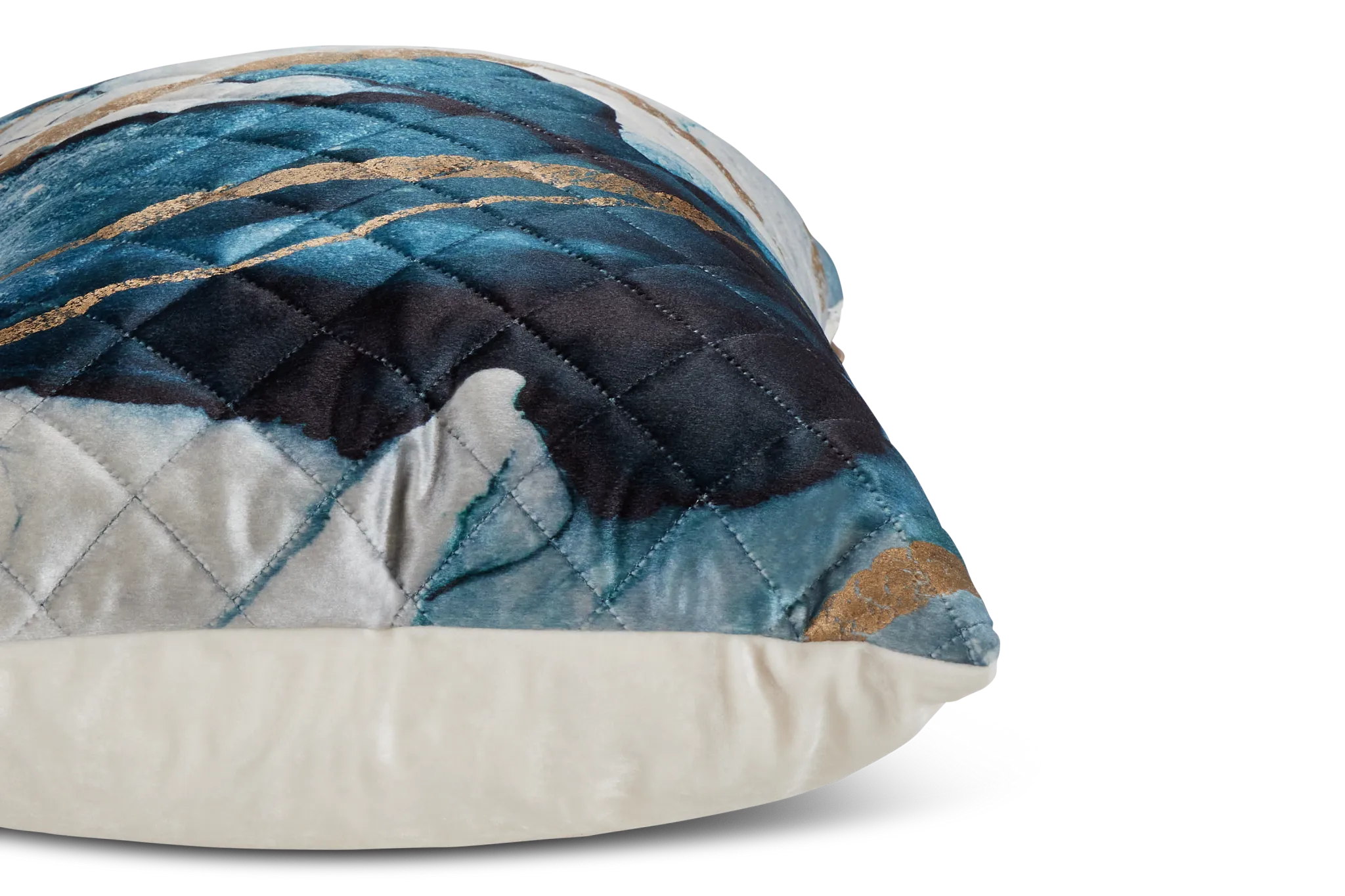 Langston Blue Velvet Lumbar Accent Pillow