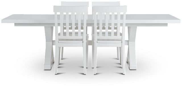 Nantucket White Trestle Table & 4 White Wood Chairs (3)