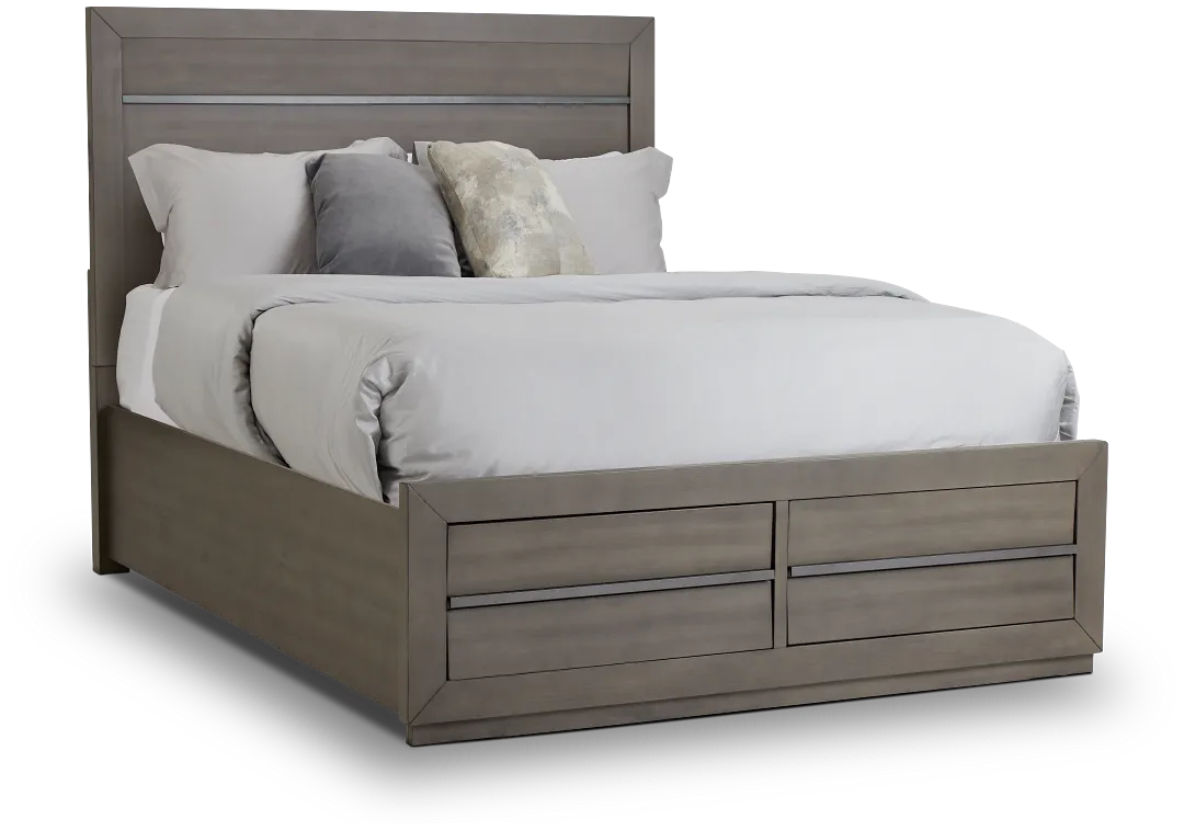 Zurich Gray Panel Storage Bed