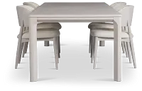 Gables White Rect Table & 4 Upholstered Chairs