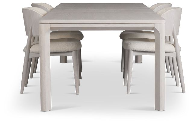 Gables White Rect Table & 4 Upholstered Chairs