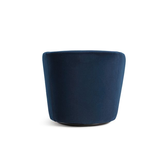 Darian Dark Blue Velvet Swivel Accent Chair