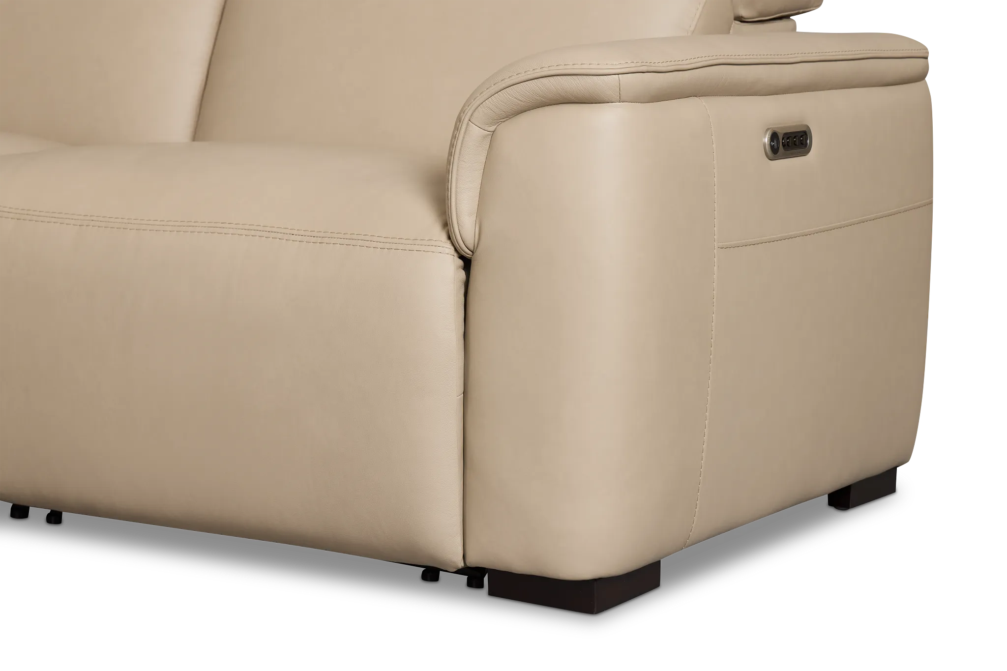 Flexsteel Brodie Taupe Lthr/vinyl Small Triple Power Reclining Two-arm Sectional
