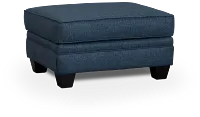 Avery Dark Blue Fabric Ottoman