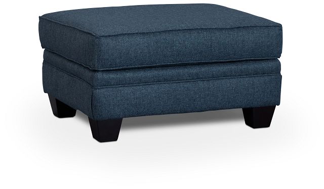 Avery Dark Blue Fabric Ottoman