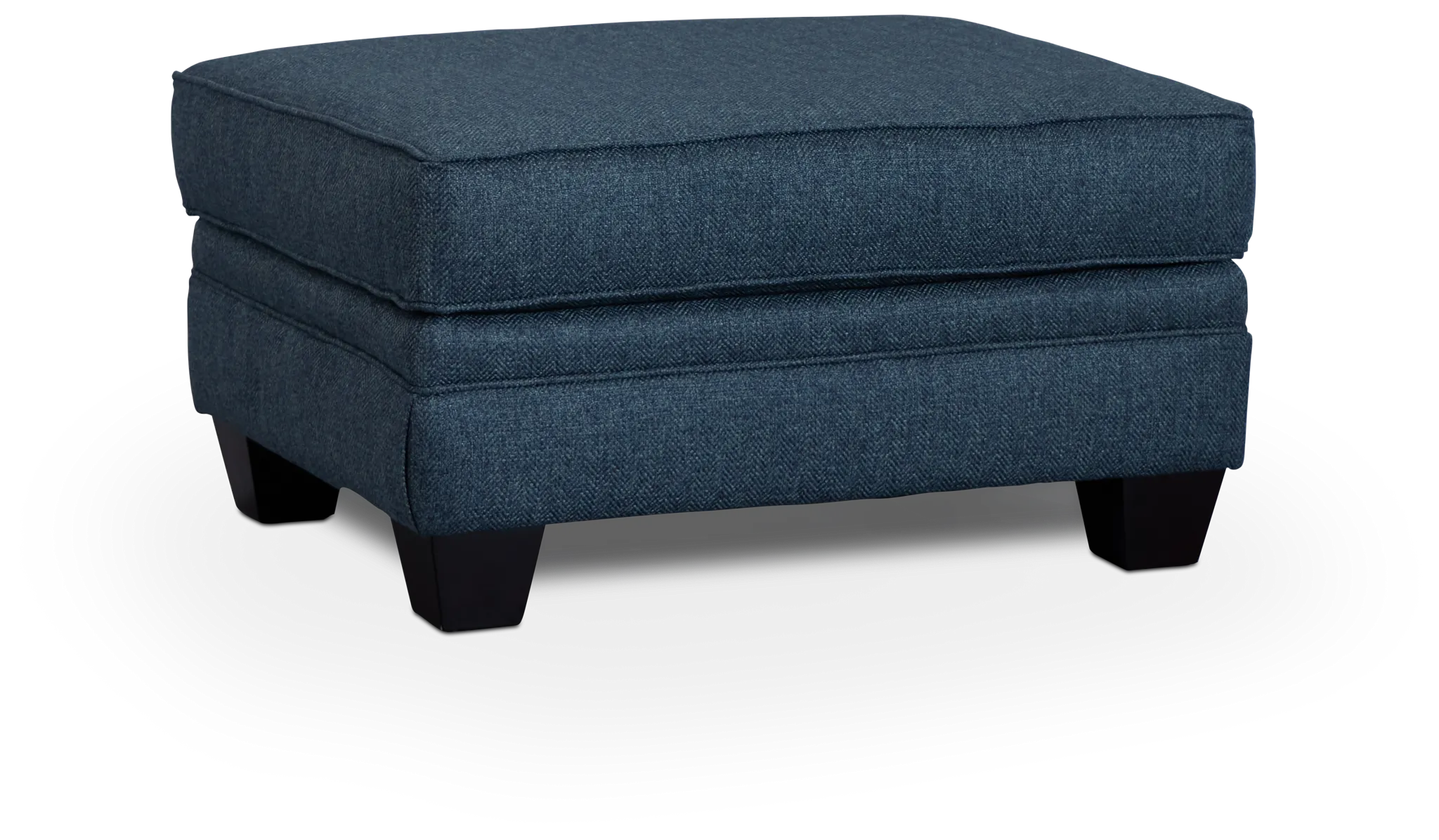 Avery Dark Blue Fabric Ottoman