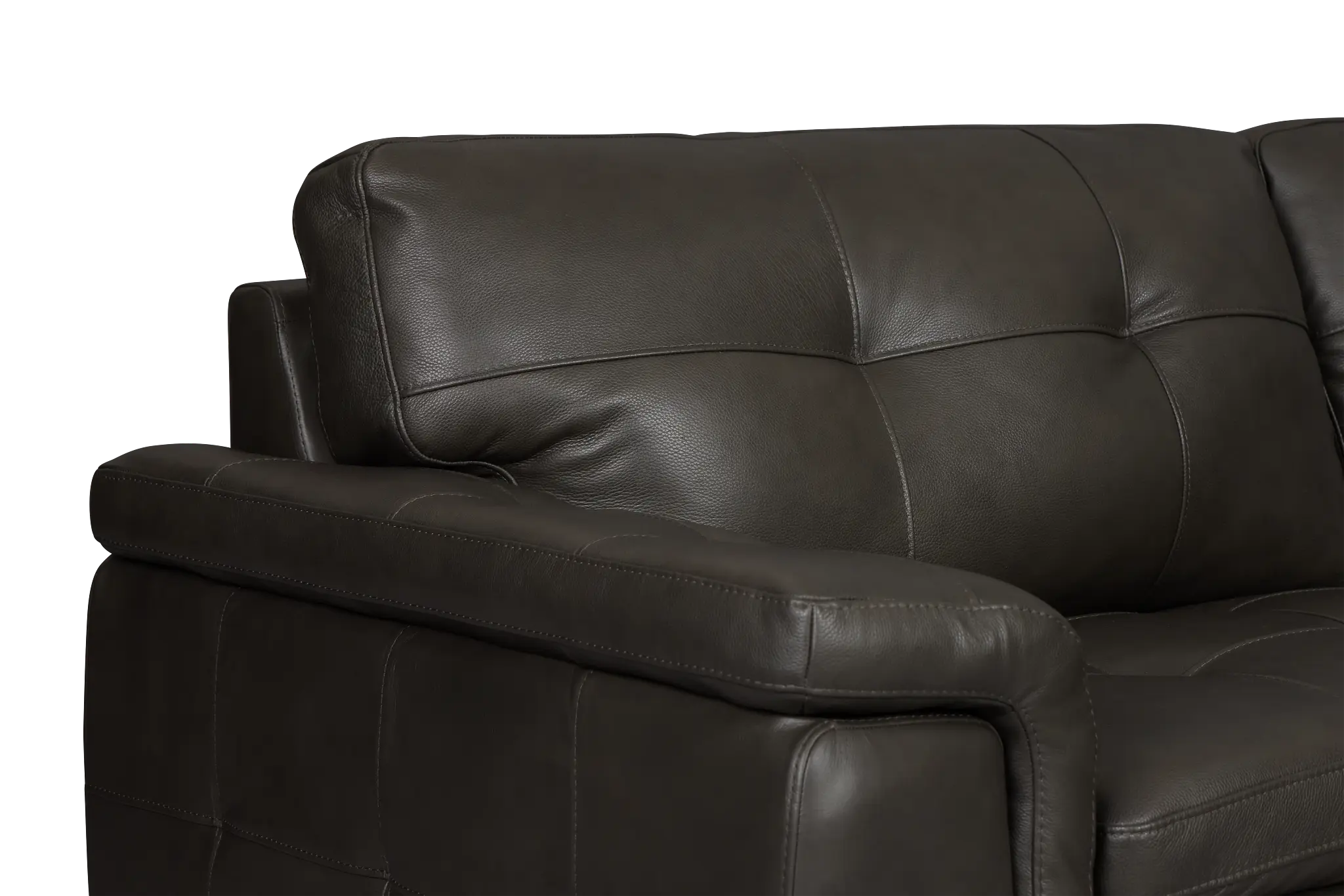 Braden Dark Gray Leather Small Two-arm Sectional Braden Dark Gray Leather Small Two-arm Sectional