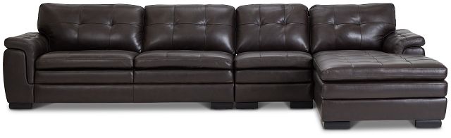 Braden Dark Brown Leather Small Right Chaise Sectional