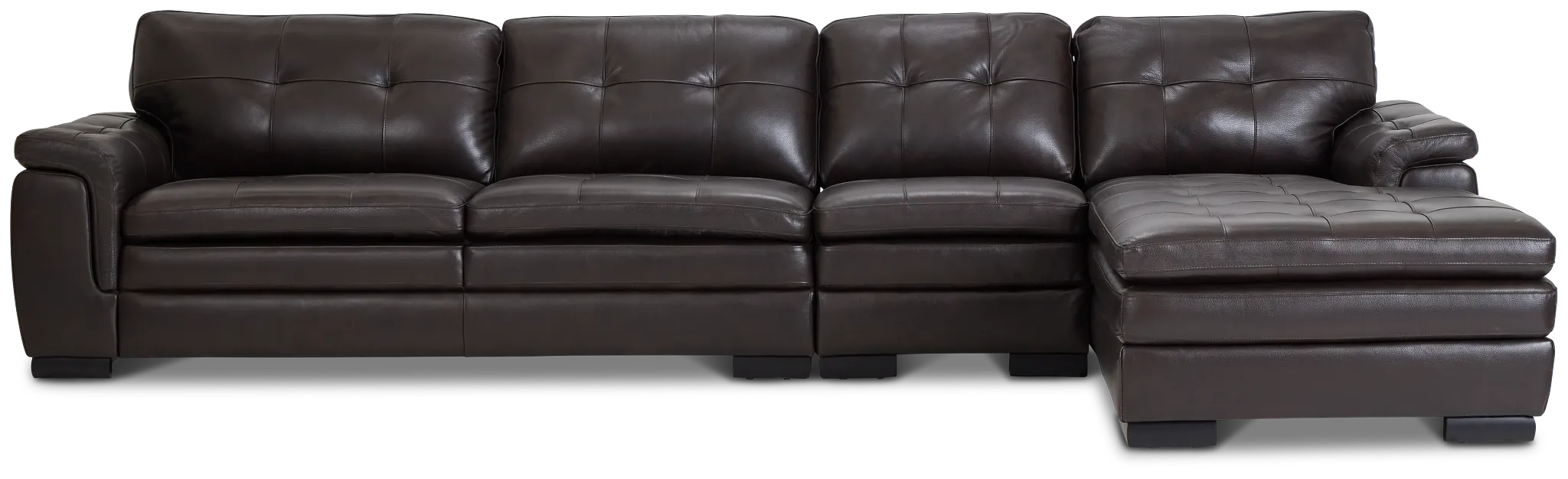 Braden Dark Brown Leather Small Right Chaise Sectional