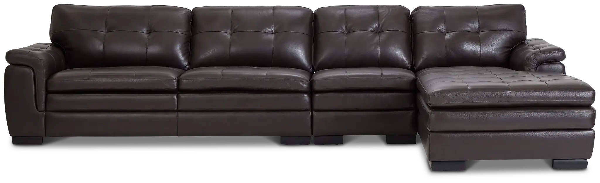 Braden Dark Brown Leather Small Right Chaise Sectional Braden Dark Brown Leather Small Right Chaise Sectional