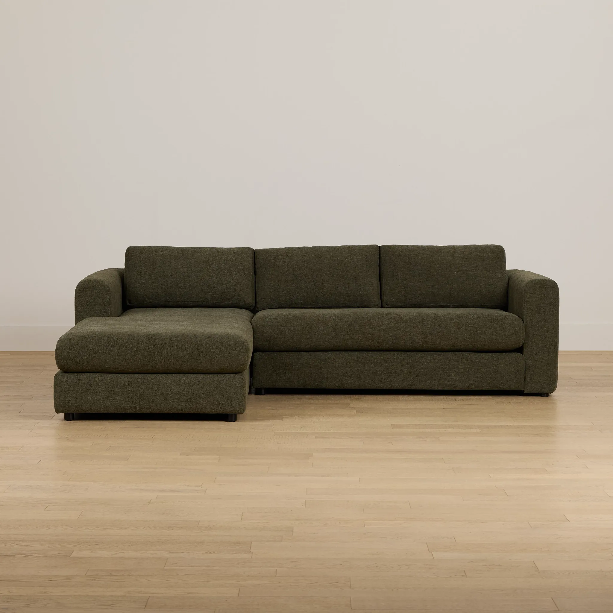 Alma Dark Green Fabric Left Chaise Sectional