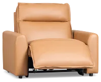 Edison Medium Brown Lthr/vinyl Power Recliner With Power Headrest
