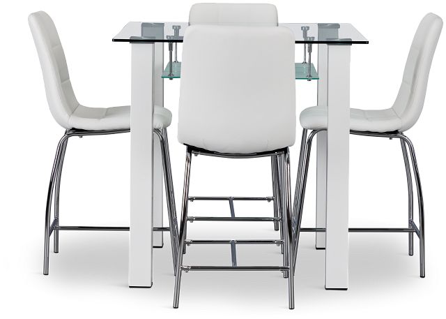 Vienna White Square High Table & 4 Barstools