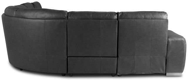 Elba Dark Gray Leather Large Dual Power Left Chaise Sectional