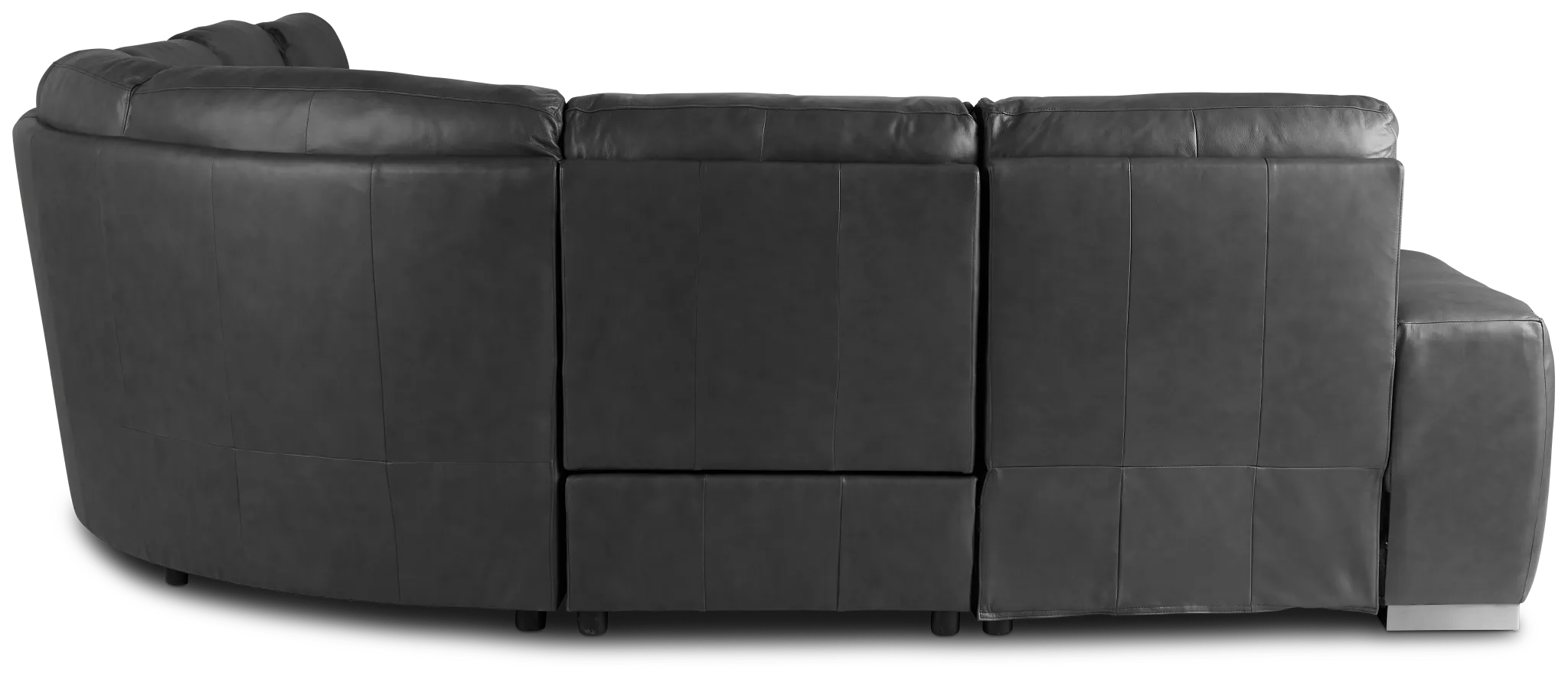 Elba Dark Gray Leather Large Dual Power Left Chaise Sectional