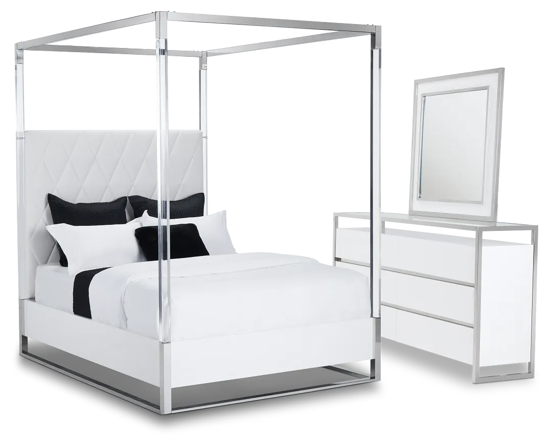 Miami White Uph Canopy Bedroom