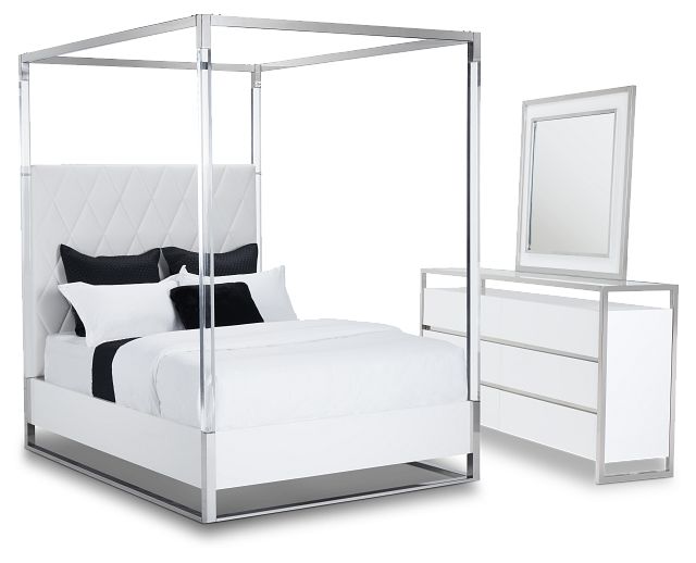 Miami White Uph Canopy Bedroom