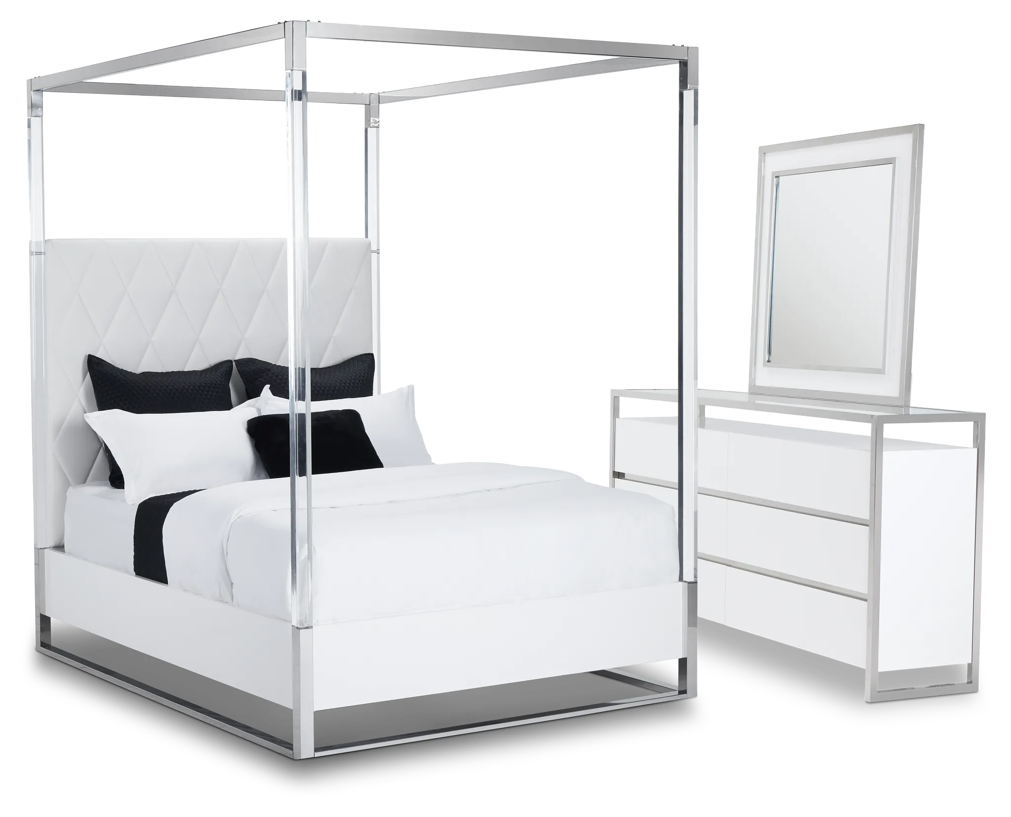 Miami WHITE UPH Canopy Bedroom