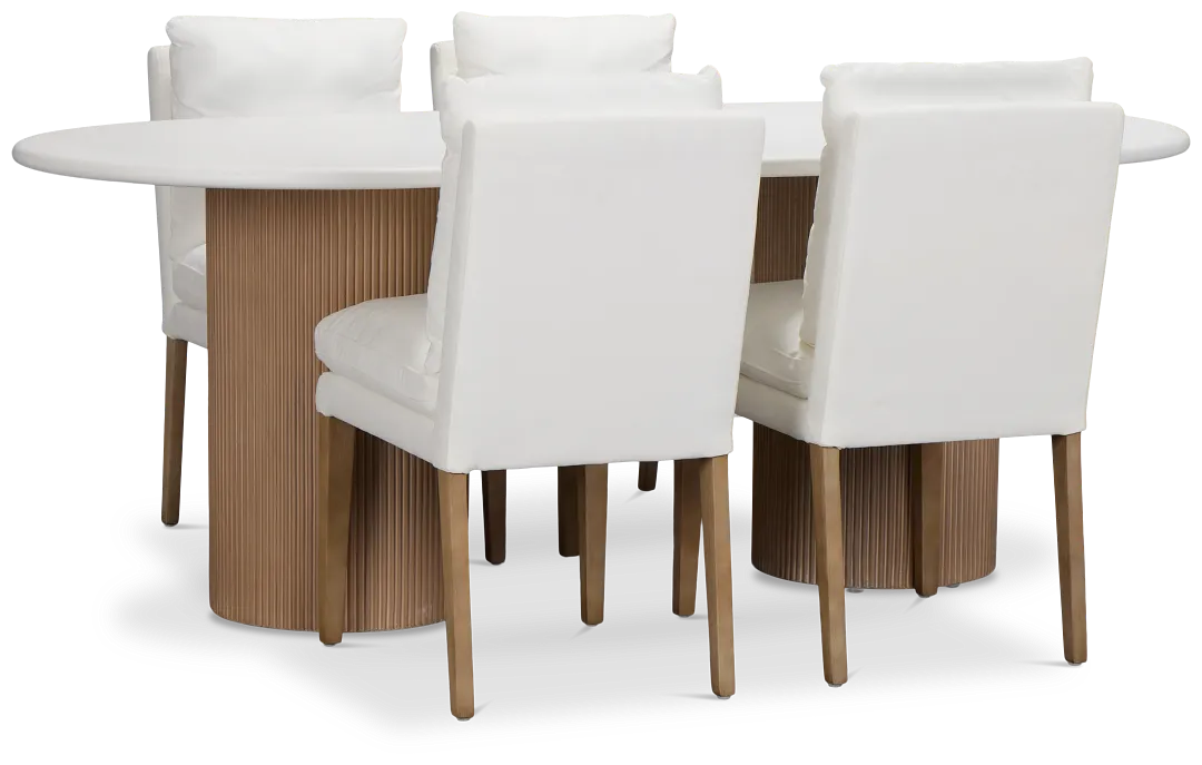 Bryant White Oval Table & 4 Upholstered Chairs