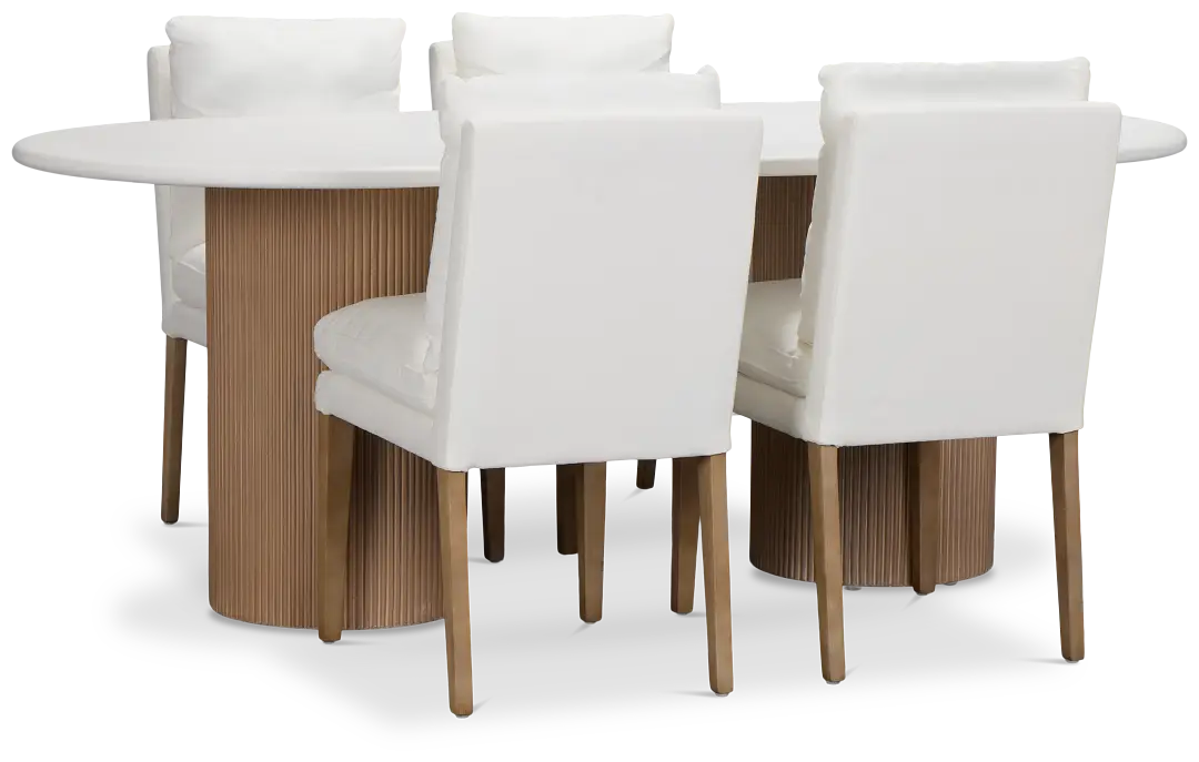 Bryant White Oval Table & 4 Upholstered Chairs Bryant White Oval Table & 4 Upholstered Chairs