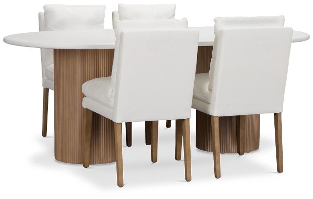 Bryant White Oval Table & 4 Upholstered Chairs