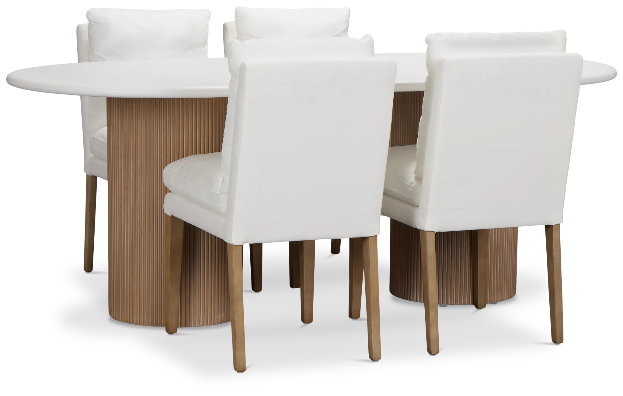 Bryant White Oval Table & 4 Upholstered Chairs