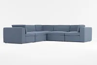 Destin Maguire Blue Fabric 5-piece Modular Sectional