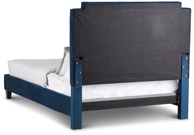 Whitney Dark Blue Uph Platform Bed