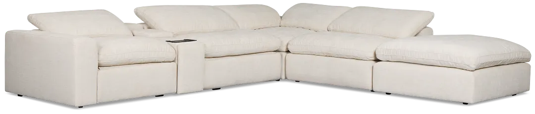 Drift Light Beige Fabric Large Dual Power Right Bumper Sectional