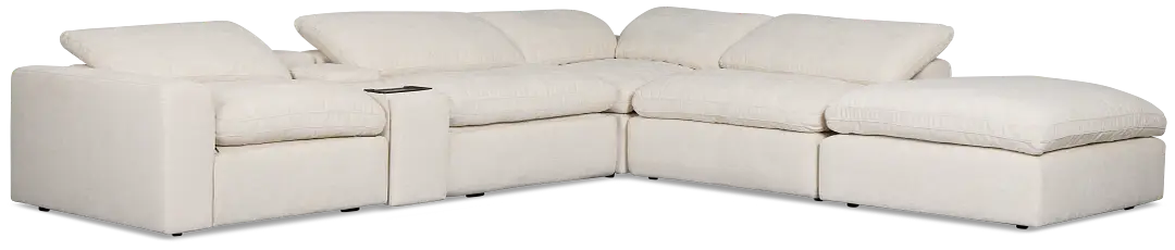 Drift Light Beige Fabric Large Dual Power Right Bumper Sectional Drift Light Beige Fabric Large Dual Power Right Bumper Sectional