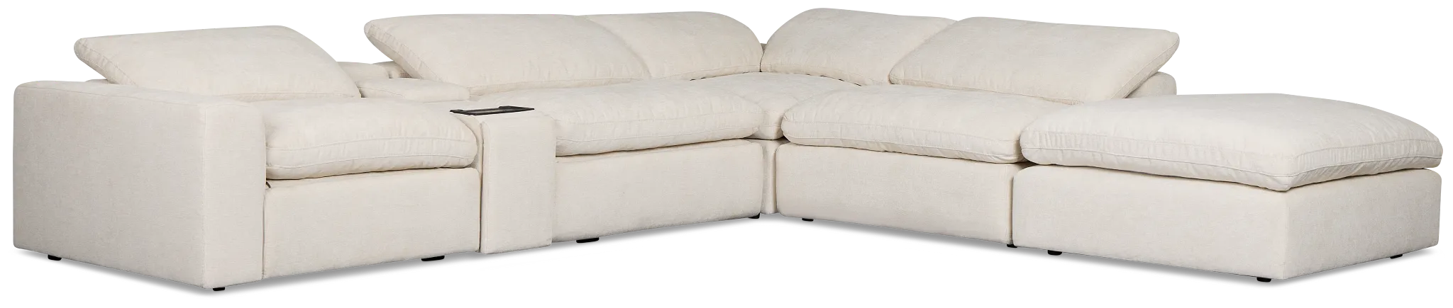 Drift Light Beige Fabric Large Dual Power Right Bumper Sectional
