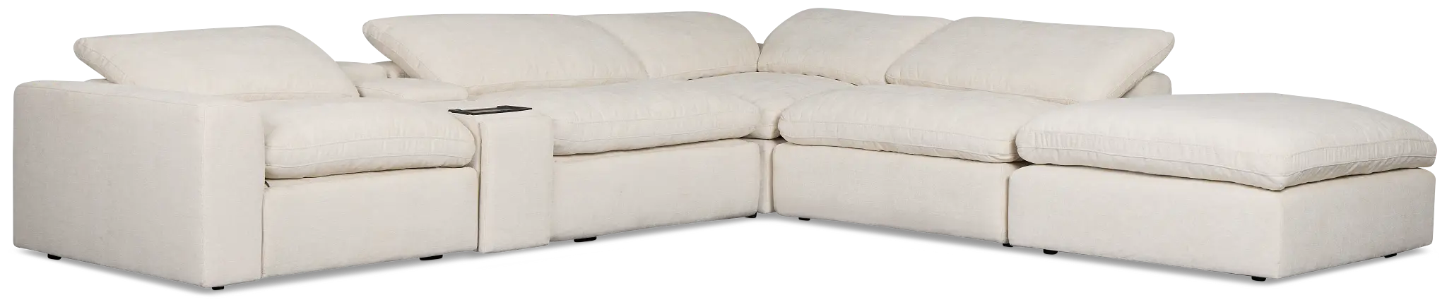 Drift Light Beige Fabric Large Dual Power Right Bumper Sectional Drift Light Beige Fabric Large Dual Power Right Bumper Sectional