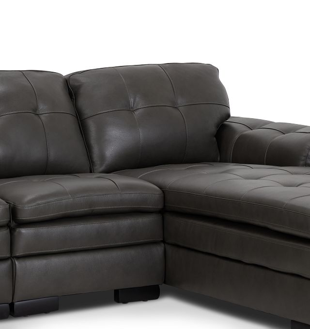 Braden Dark Gray Leather Small Right Chaise Sectional