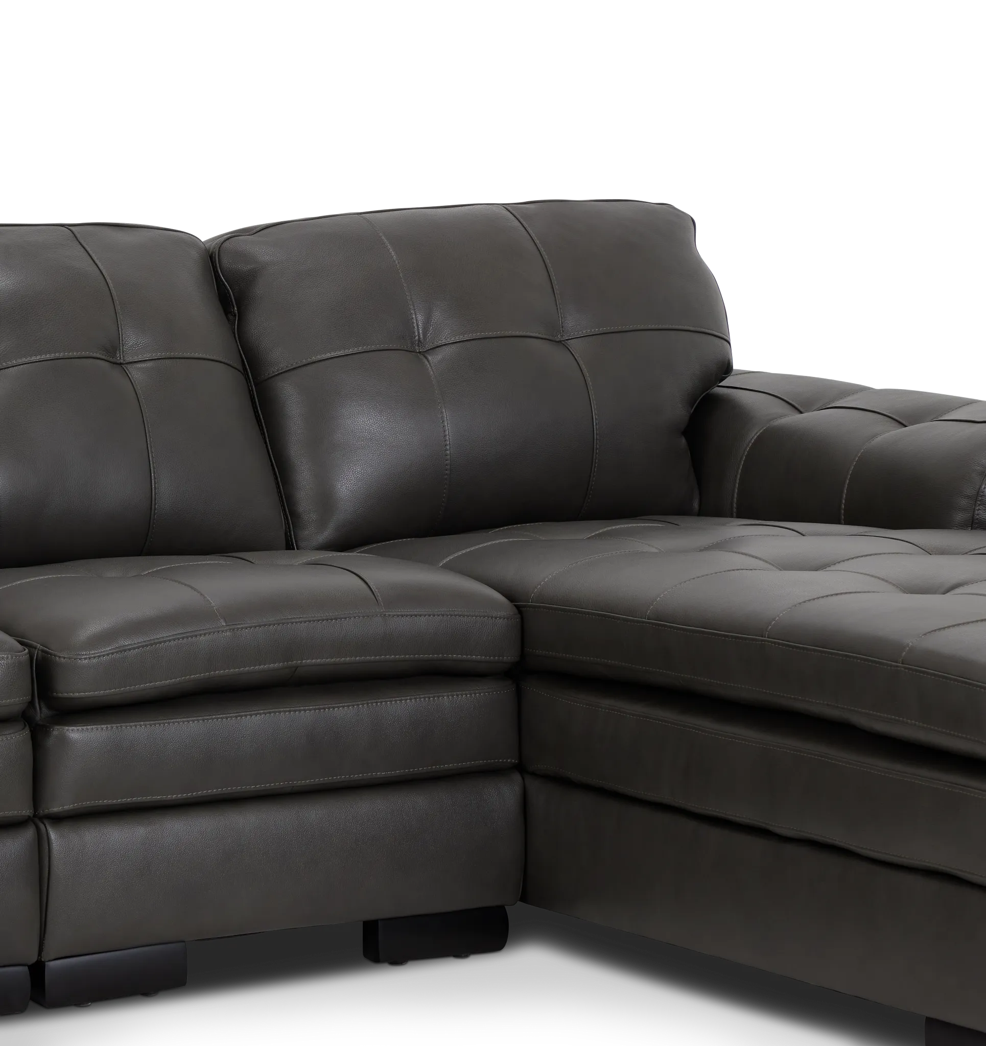 Braden Dark Gray Leather Small Right Chaise Sectional