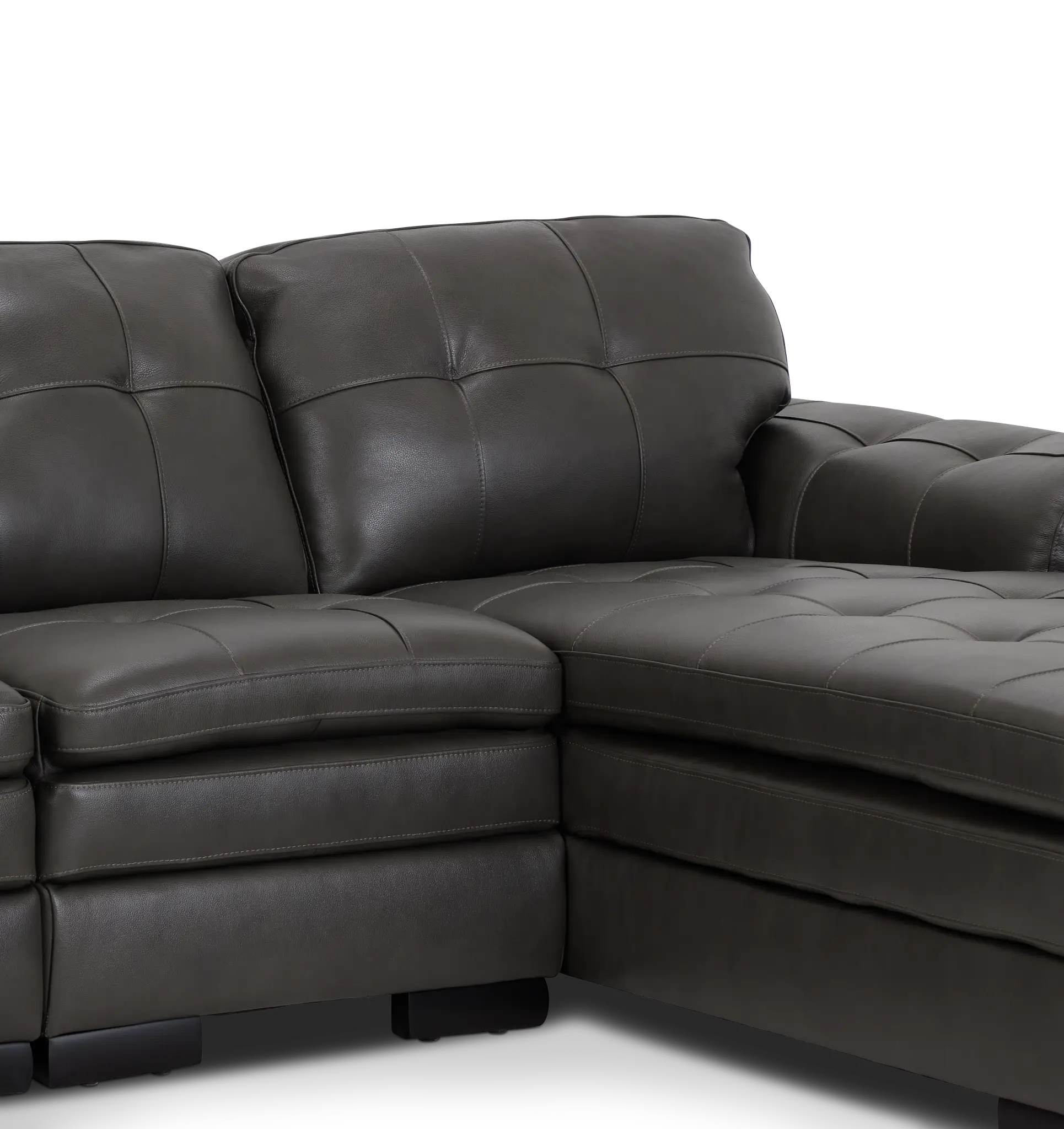 Braden Dark Gray Leather Small Right Chaise Sectional Braden Dark Gray Leather Small Right Chaise Sectional