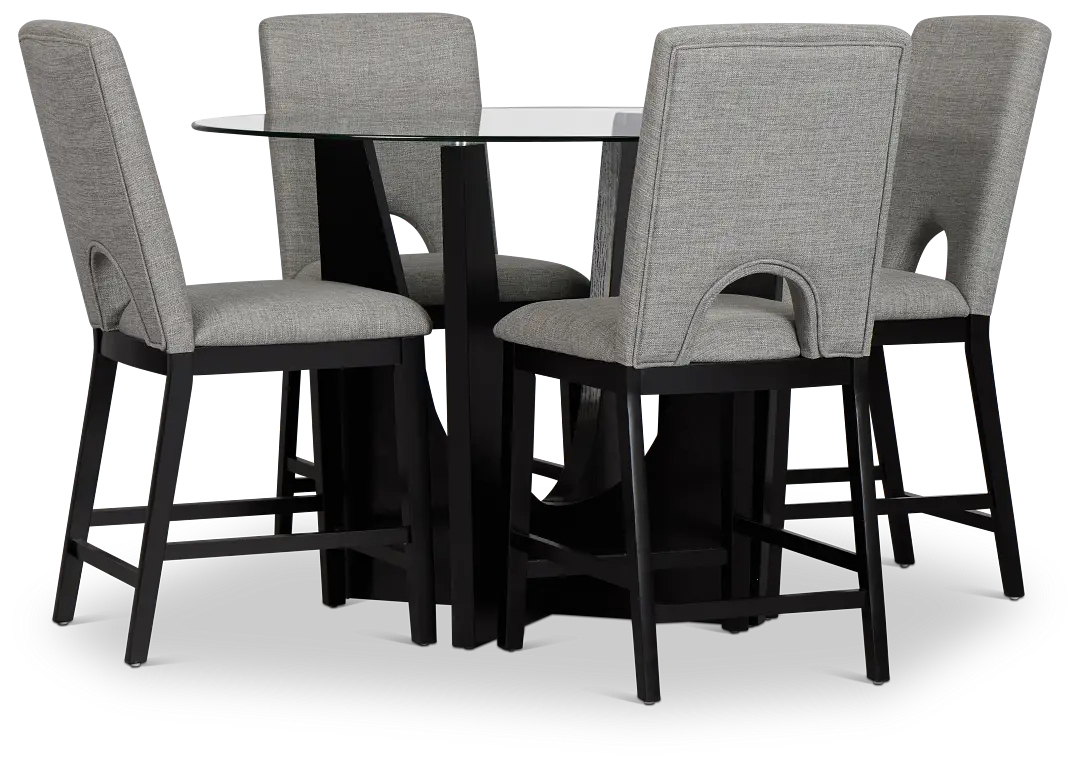 Oxford Glass High Table & 4 Upholstered Barstools Oxford Glass High Table & 4 Upholstered Barstools
