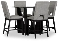 Oxford Glass High Table & 4 Upholstered Barstools